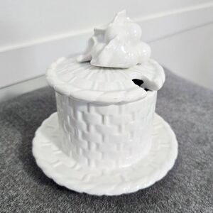 Basket Condiment Container Studio Pottery Sugar Jam Farmhouse Country Table